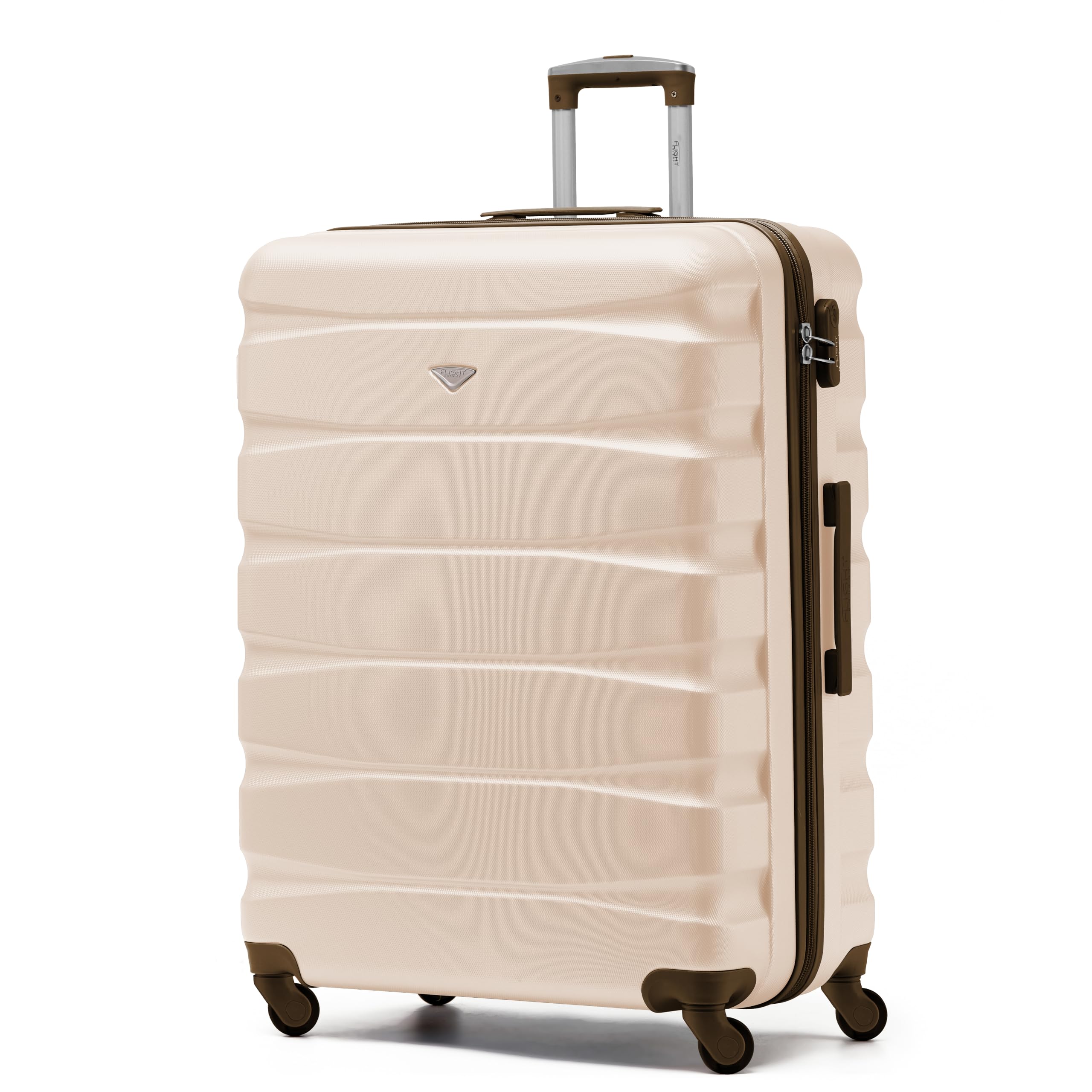 Flight Knight Lightweight 4 Wheel ABS Hard Case Medium Suitcase Approved for Over 100 Airlines Including easyJet, British Airways, Ryanair, Jet2, Emirates & Many More - Check-in Medium Size 25"