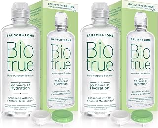 Biotrue Contact Solution, Multi-Purpose Solution with Lens Case, Cleans, Conditions, Hydrates, Disinfects, Removes Protein, Dirt & Debris, Contact Lens Cleaner & Storage, 10 Fl Oz (Pack of 2)