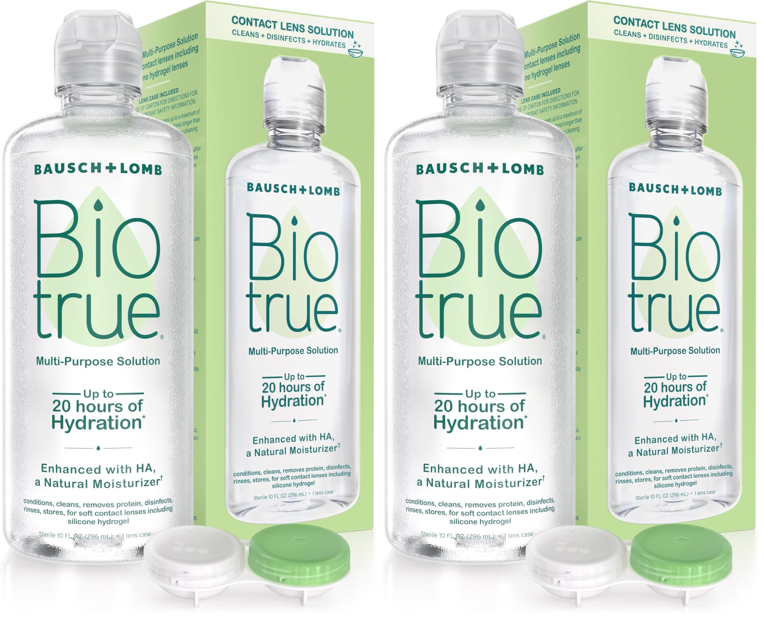 Biotrue Contact Solution, Multi-Purpose Solution with Lens Case, Cleans, Conditions, Hydrates, Disinfects, Removes Protein, Dirt &amp; Debris, Contact Lens Cleaner &amp; Storage, 10 Fl Oz (Pack of 2)