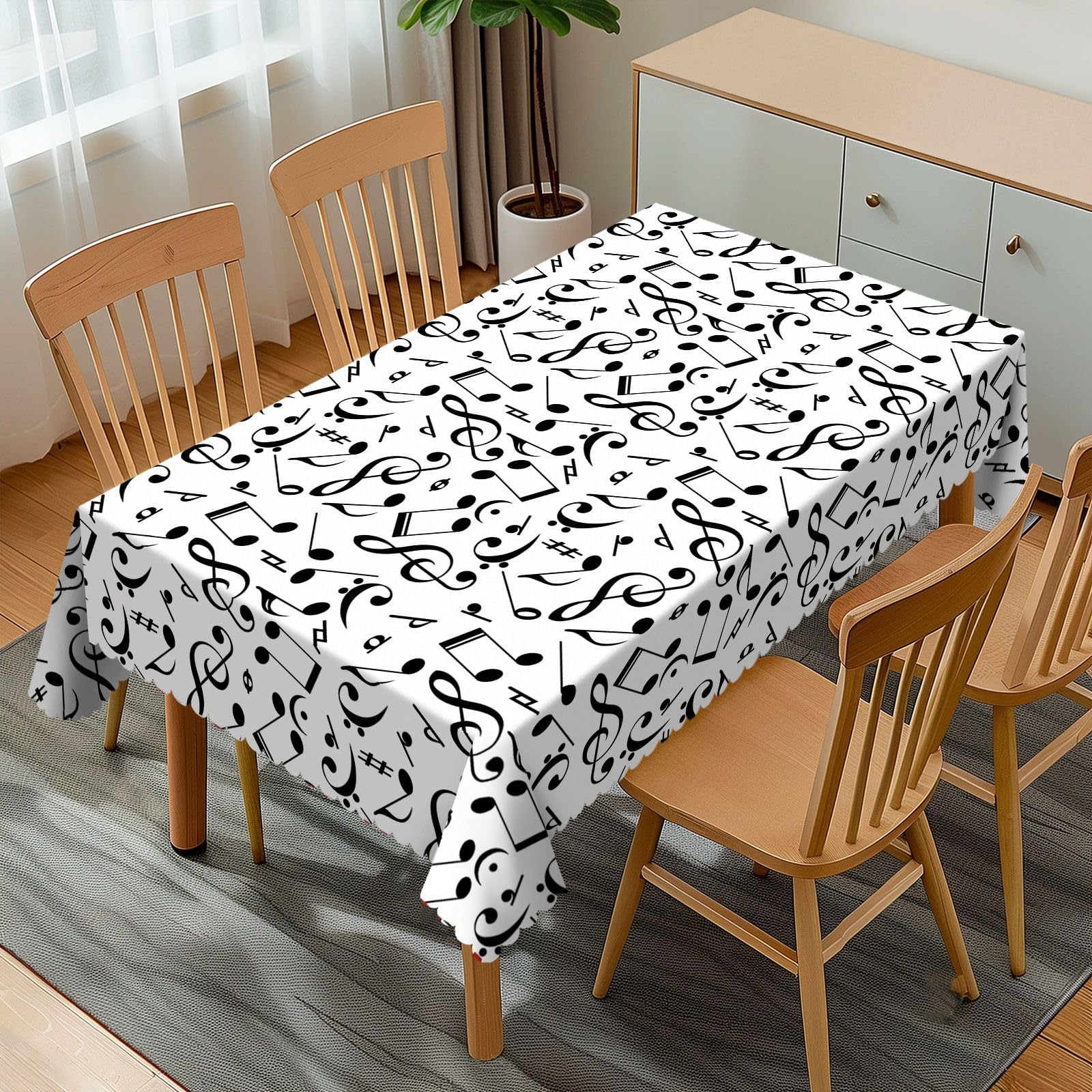 Nappe thème musical lavable 137x183cm avec protection de table durable