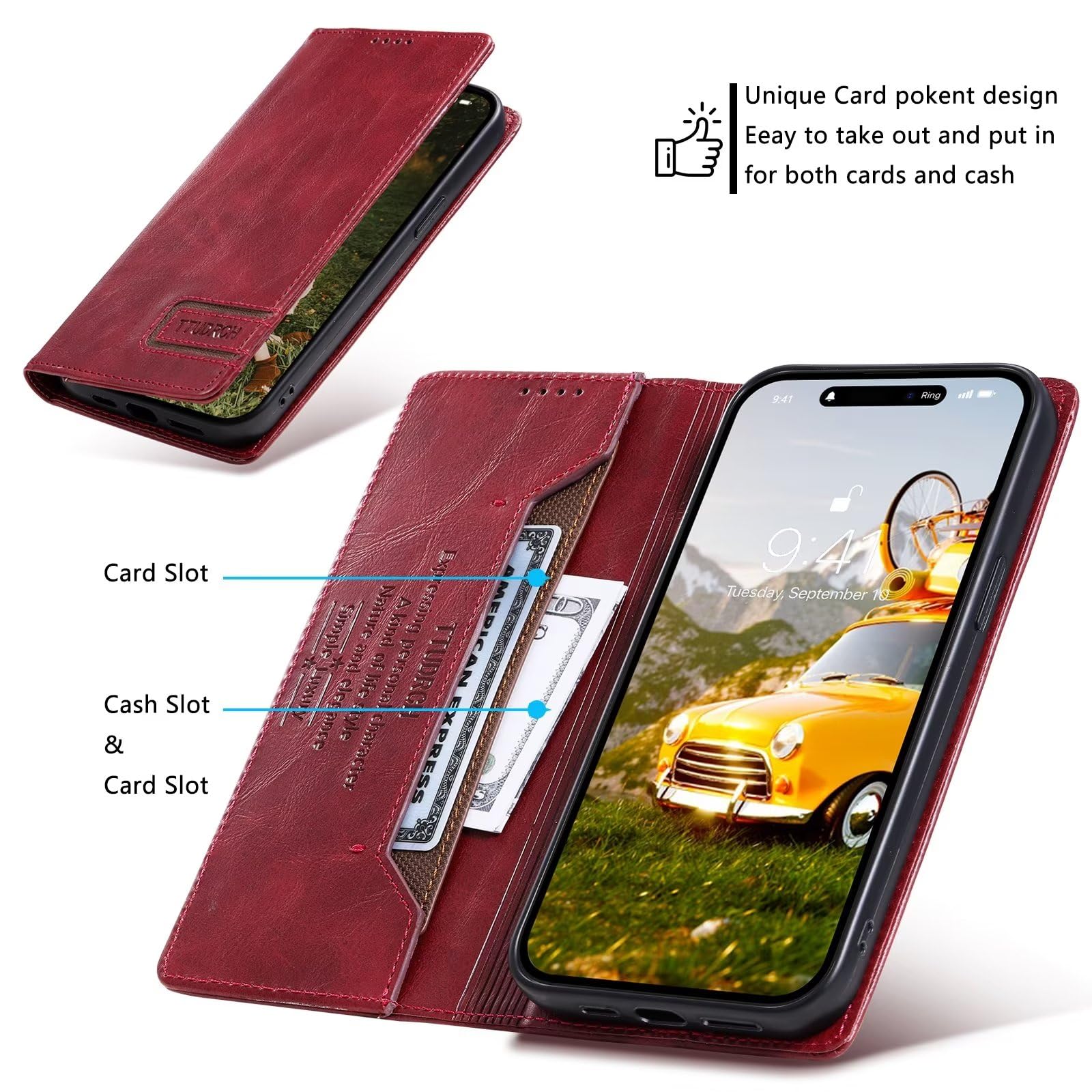 LBH Custodia In Pelle Vintage Per Xiaomi Redmi Note 8 Pro - Marrone Scuro - Con Porta Carte E Banconote, Funzione Leggio, Chiusura Magnetica