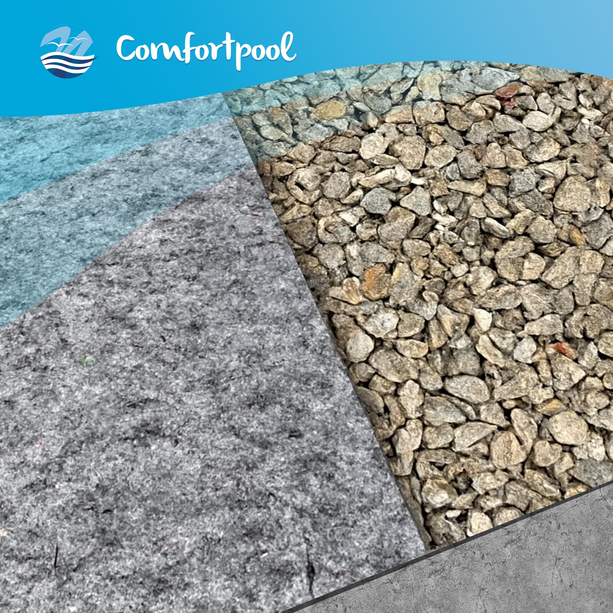 Feutre de Sol pour Piscine Comfortpool | Dimensions de Piscine 450 x 220 cm | 200 g/m² | sous-Tapis | Protection et Isolation du Fond de Piscine | sous-Couche de Piscine | Bâche de Sol