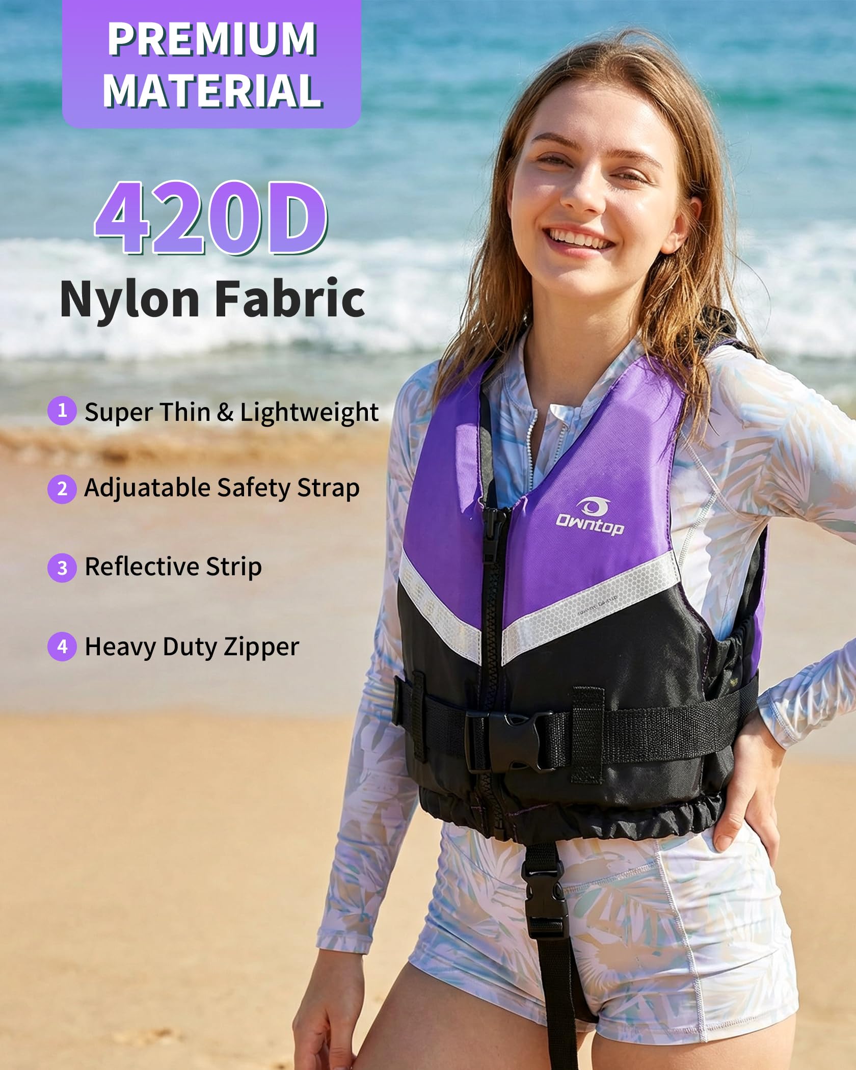 Owntop Adult Buoyancy Aid, Unisex Adjustable Float Jacket with Comfortable Under-Strap Lightweight Floating Vest for Kayaking, Fishing and Water Sports - 3