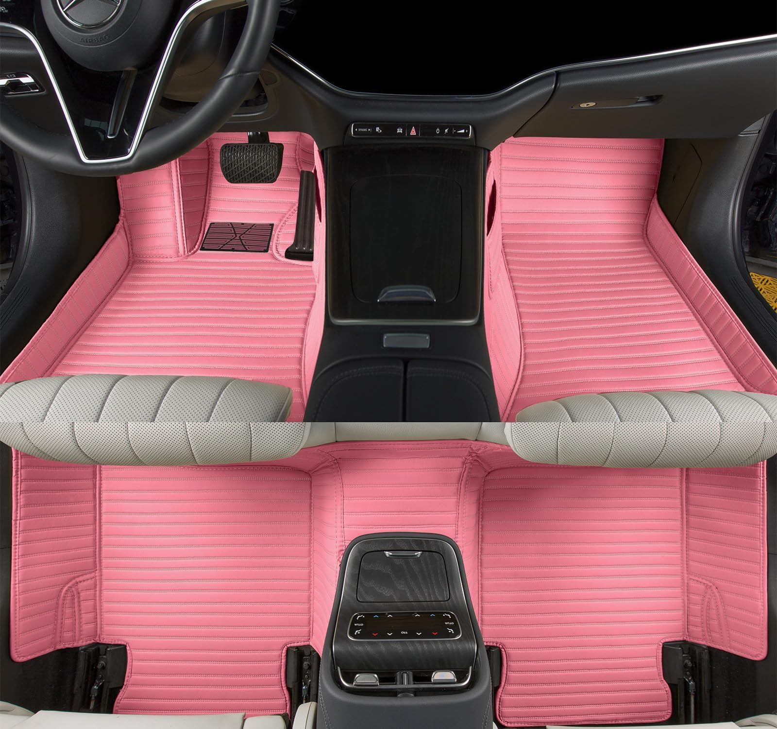 Custom car Floor mat is Compatible for Mercedes-Benz，to All Models for Benz (2000-2025) C260/C200/S500/ A260/ B200，Luxurious ‌All-Weather car Floor MATS. (Pink-)