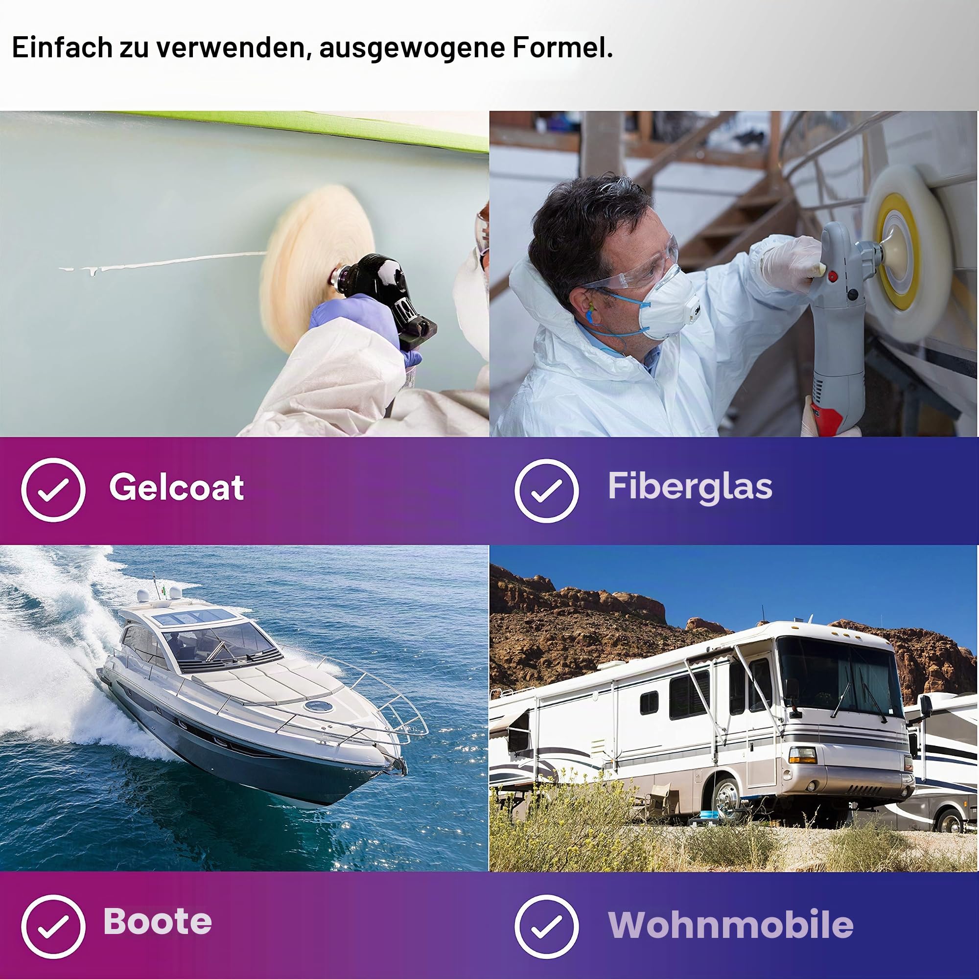 3M Perfect-It Gelcoat Medium Cutting Compound + Wachs, 36106, 1 Quart, One-Step Prozess, P1500 und feinere Kratzer, Fiberglas Oxidationsentferner für Boote und Wohnmobile