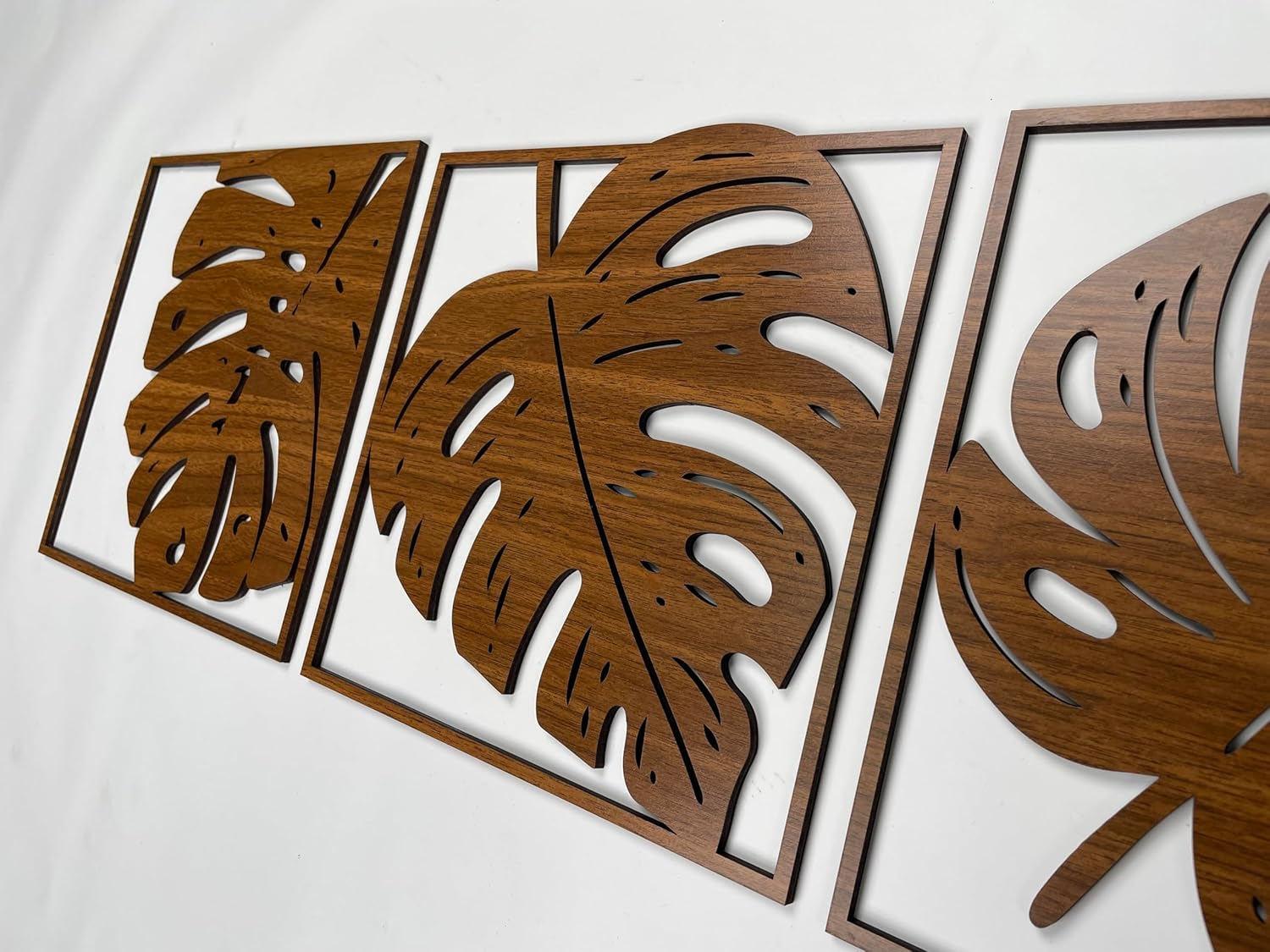Monstera Leaves Wood Wall Art for Living Room, Tropical Wooden Wall Art Decor Over the Bed, Botanical Wood Wall Panels, Gift for the Home