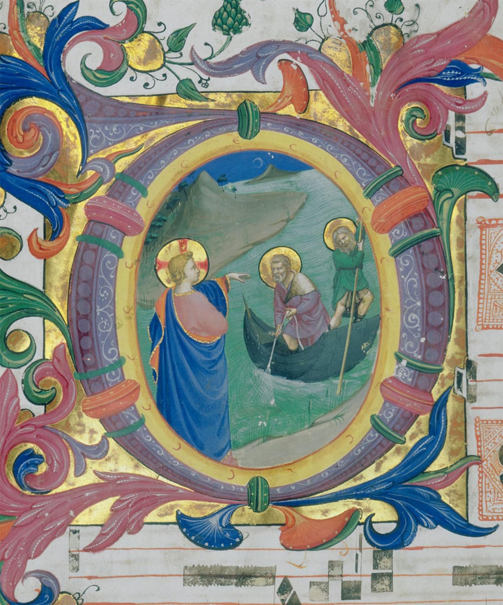 POSTERIIk Vintage Classic Picture Landscape Artwork the Calling of Simon Peter and Andrew Illustrated Miniature in a Missal by Fra Angelico Portrait Canvas Painting for Office Home Decor 60x90cm