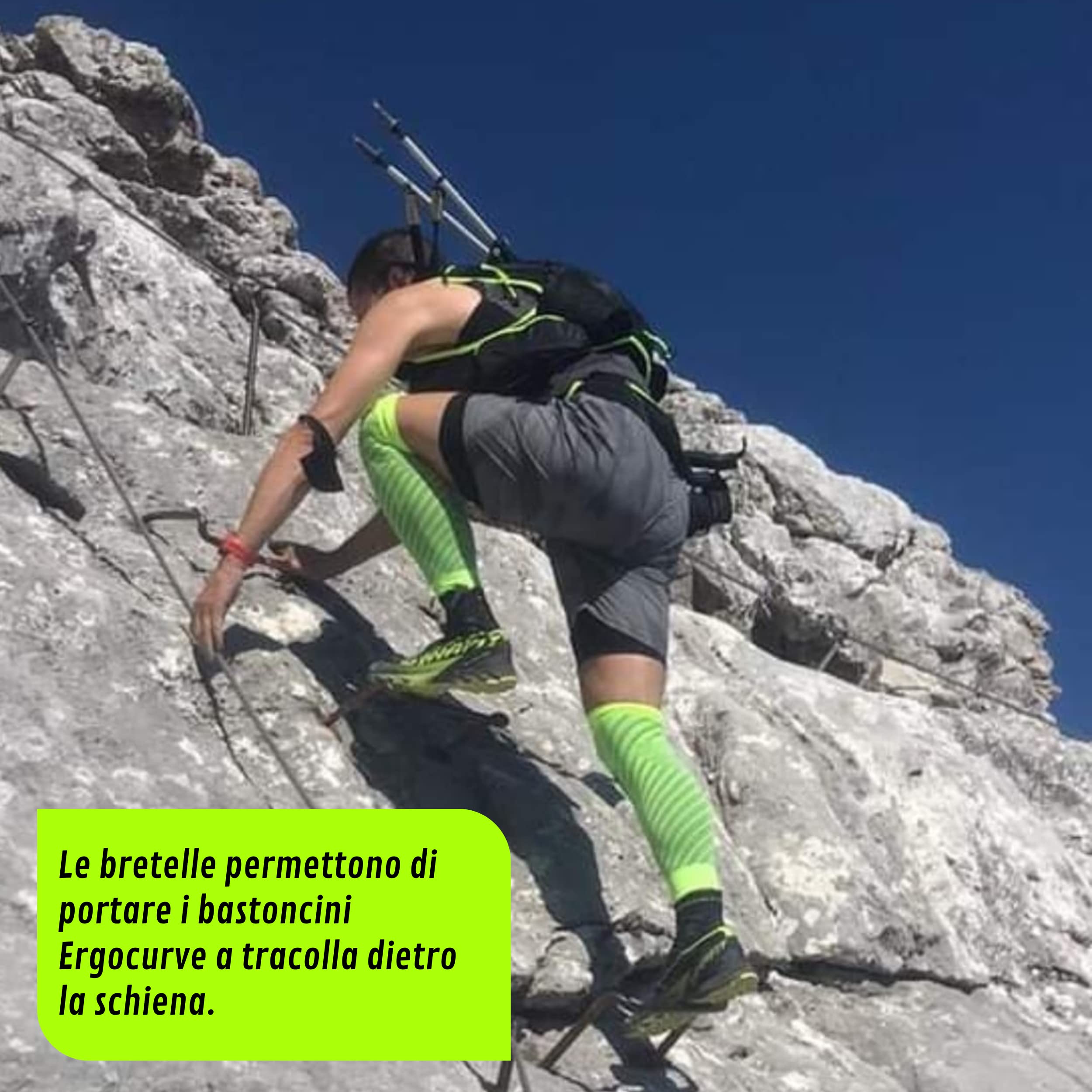 N&W CURVE | Bretelle Elastiche Bastoncini Outdoor, Bretelle Montagna Ideali per Bastoni Trekking Hiking Trail Running, Accessori Running o Camminata Montagna | Ideate per Bastoncini Trekking Sky Race