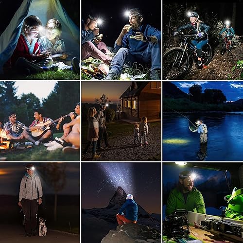 Miniatura 7 de Linterna frontal recargable, lámpara LED súper brillante con 5 modos, linterna impermeable para faros exteriores, faros delanteros ajustables para