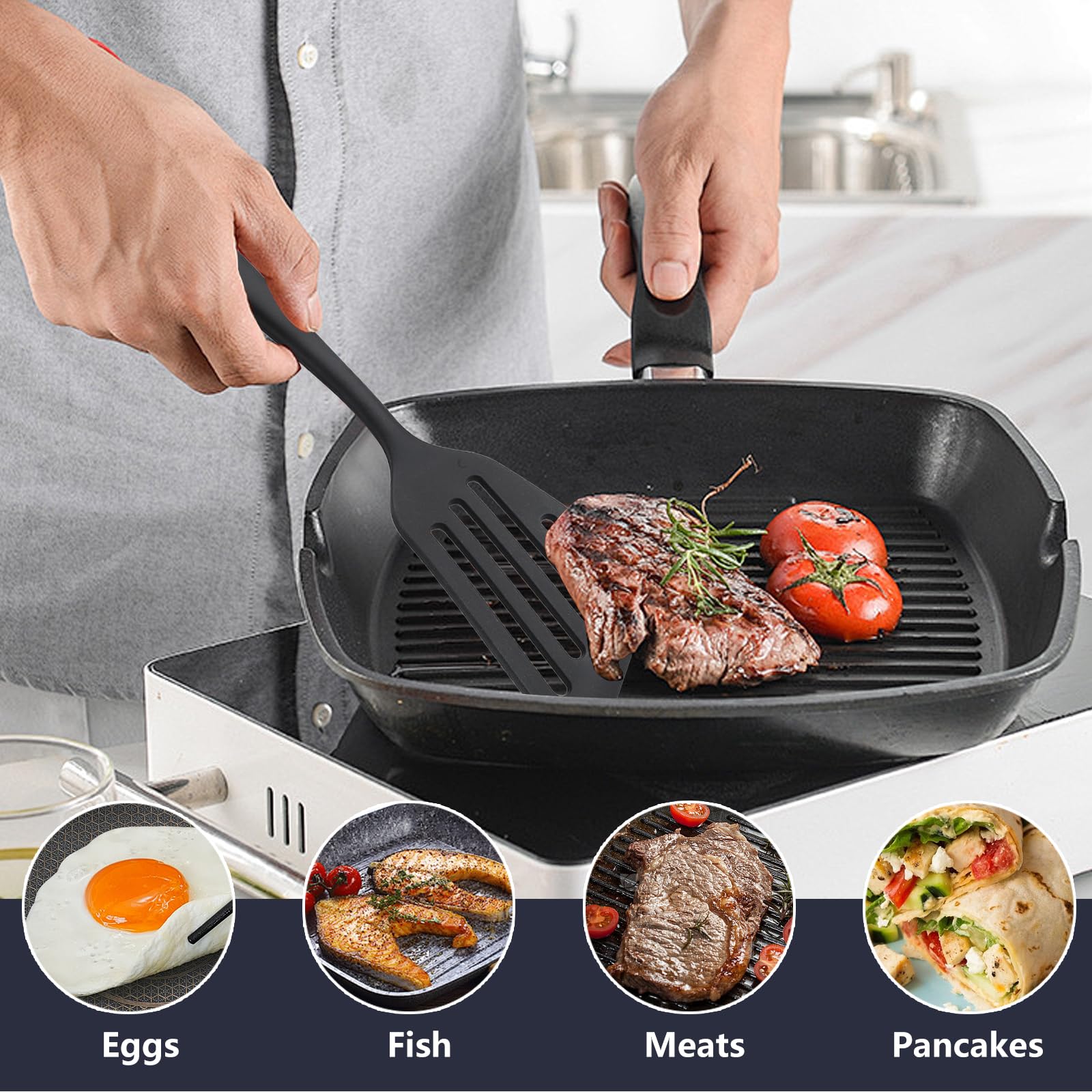 Lot De 2 Spatules En Silicone Alimentaire Avec Fente