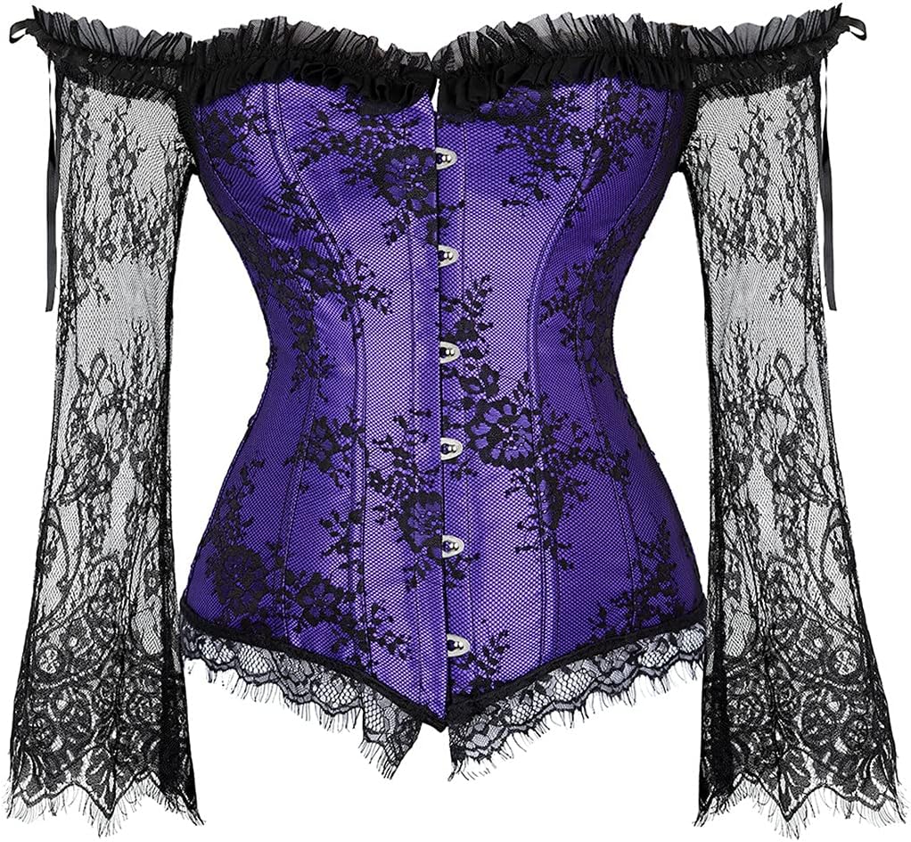 Kranchungel Corset Dress Halloween Costumes: Women Steampunk Corset Skirt Renaissance Corset Dress Burlesque for Themed Party