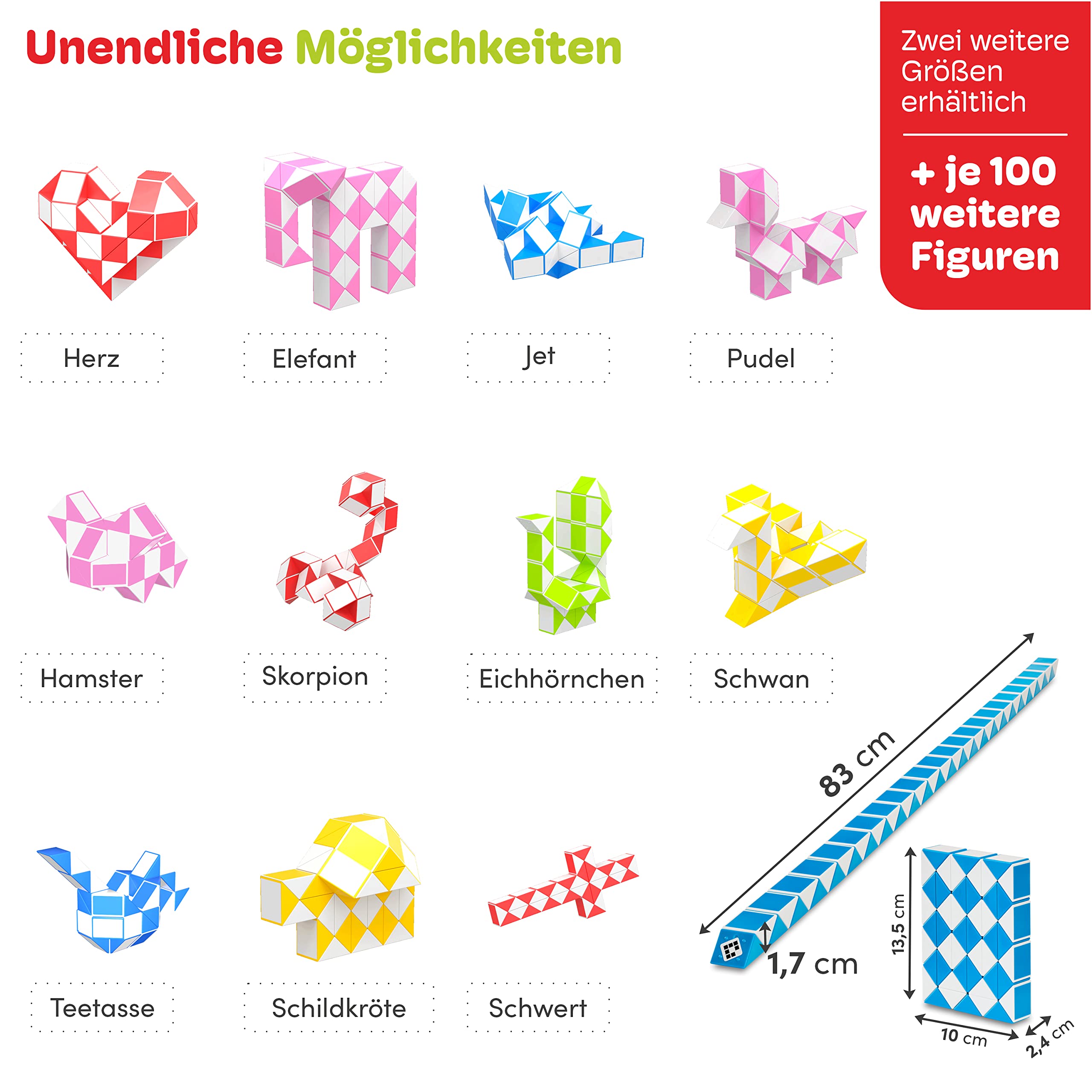 CUBIDI® Original Magic Snake - 48 Blöcke Blau | Knobelspiele für Kinder und Erwachsene | Ideal als Mitgebsel Kindergeburtstag, Kindergeburtstag Gastgeschenke oder kleine Geschenke für Kinder - 4
