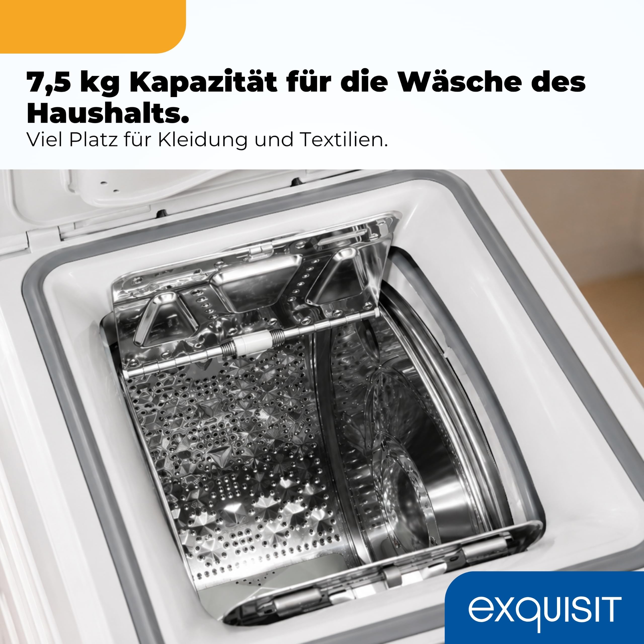 Exquisit Toplader Waschmaschine 7,5kg A 1200 U/Min Weiß 15 Programme Aquastop Startverzögerung