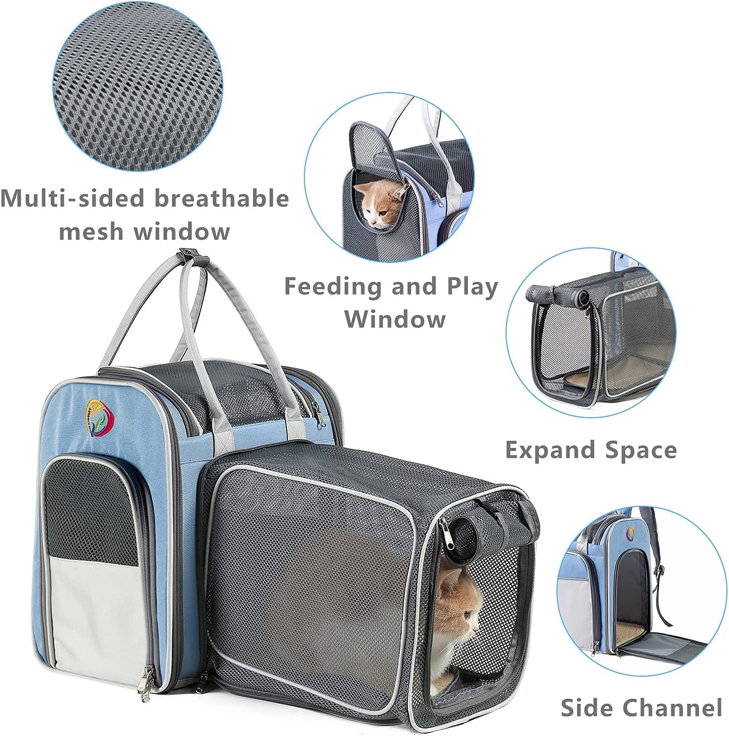 Phoenix Kiss cat backpack expandable - pet carrier backpack - cat carrier backpacks for large cats 20lbs , puppy pet backpack carrier for small dogs, airline cat travel backpack hiking breathable mesh : Pet Supplies