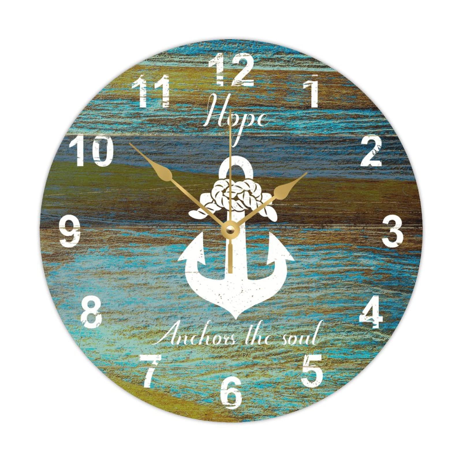 Horloge murale silencieuse sans tic-tac en bois bleu pour chambre paisible