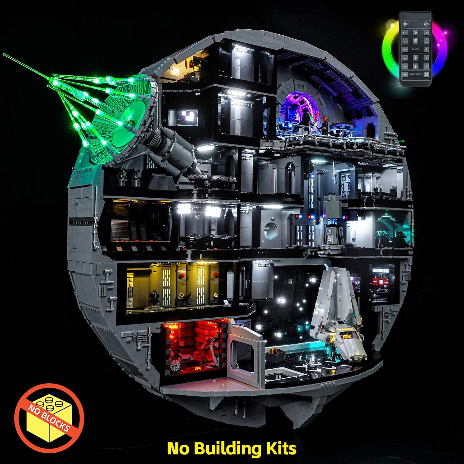 BrickBling LED Light Compatible with Lego Death Star, Compatible with Lego 75419-No Model (RC Version Light)