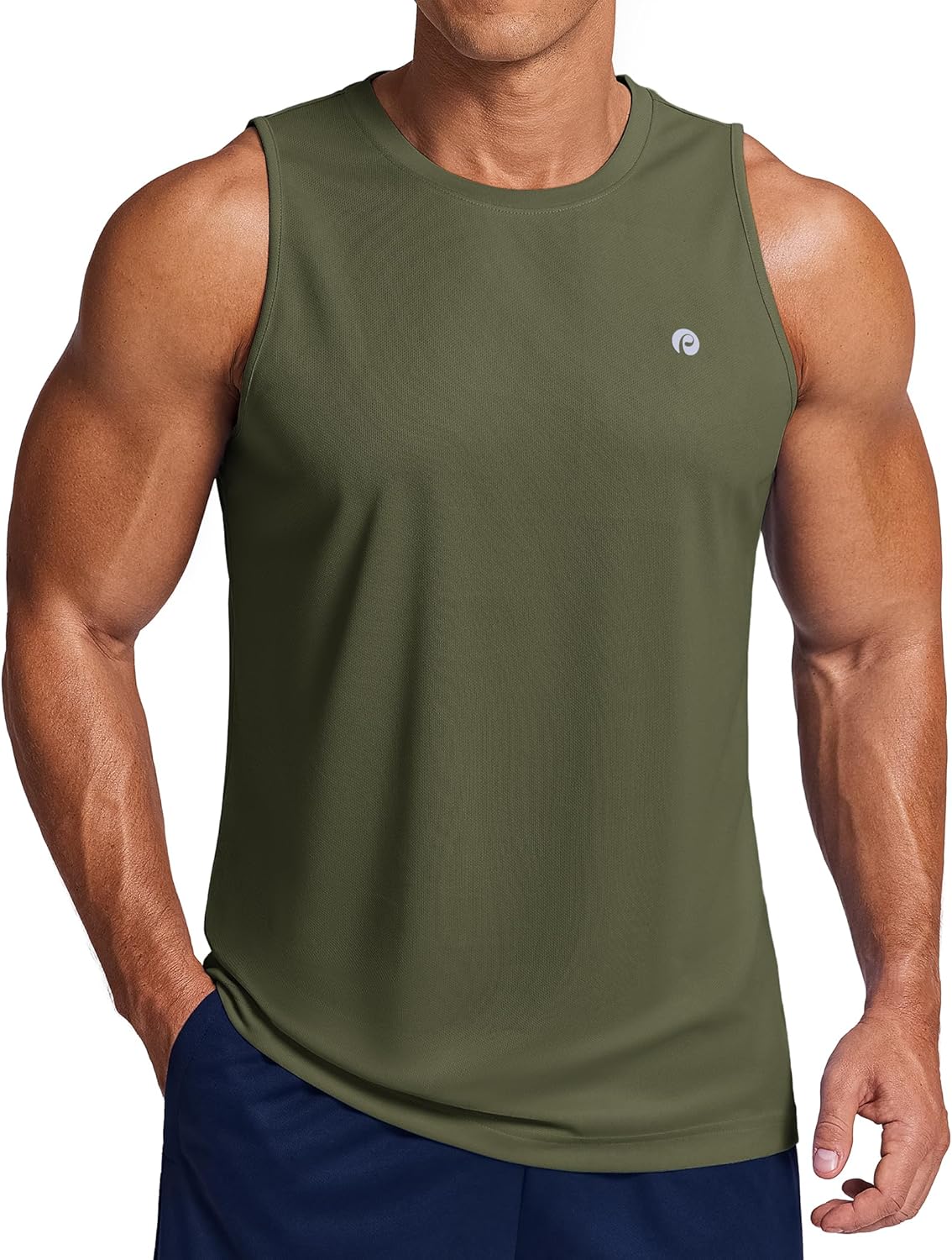 PINSPARK Men's Tank Top Summer Sleeveless Shirts Quick Dry Muscle Shirts for Running Gym Workout