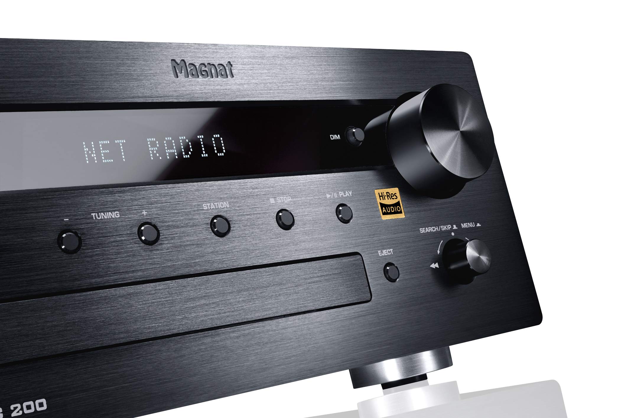 Magnat MC 200, schwarz - kompakter Stereo-Netzwerk-Receiver mit hochwertiger Aluminium-Front und zahlreichen Streaming-Funktionen