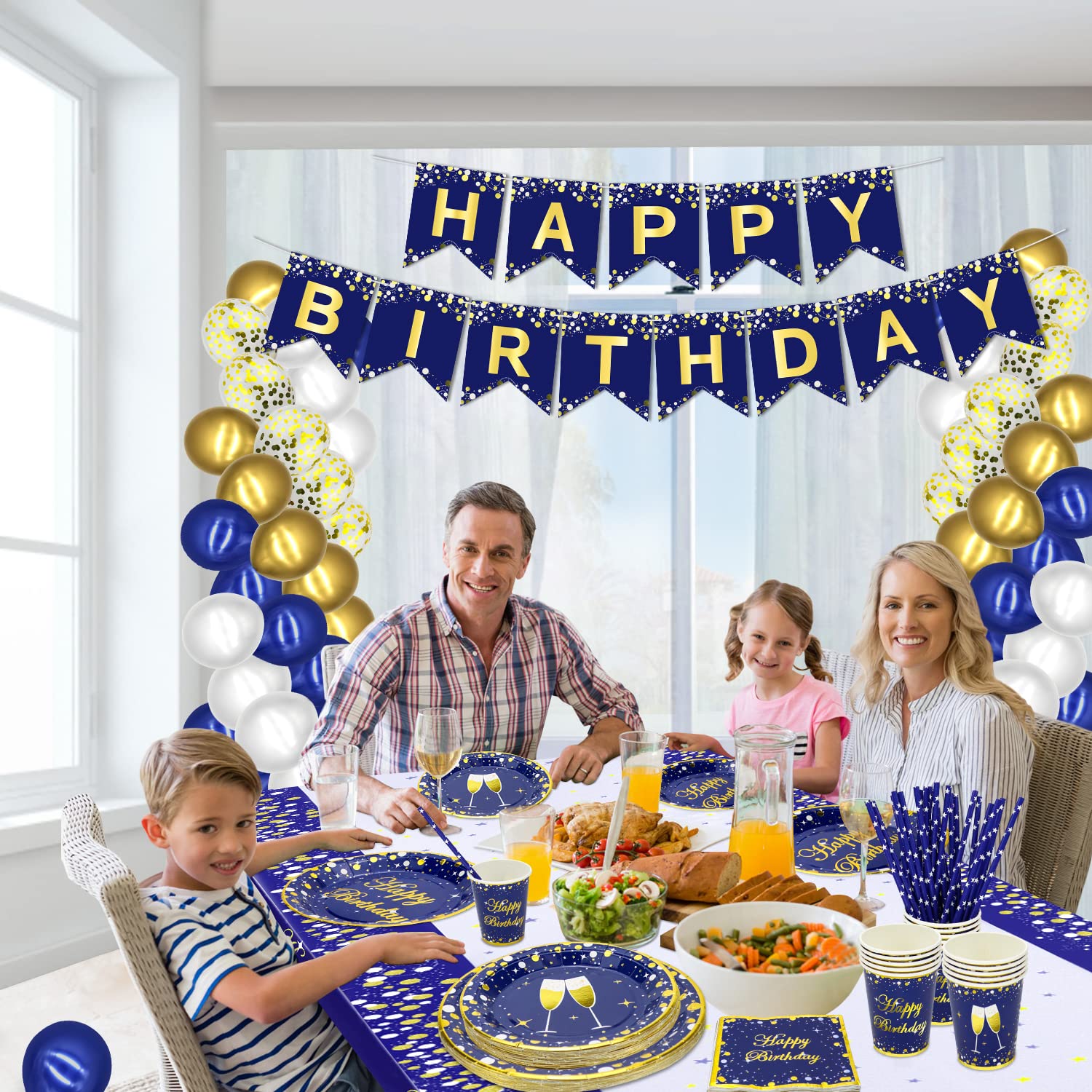 DUGEHO 121pcs Party Vaisselle,Kit Vaisselles Anniversaire Ensemble