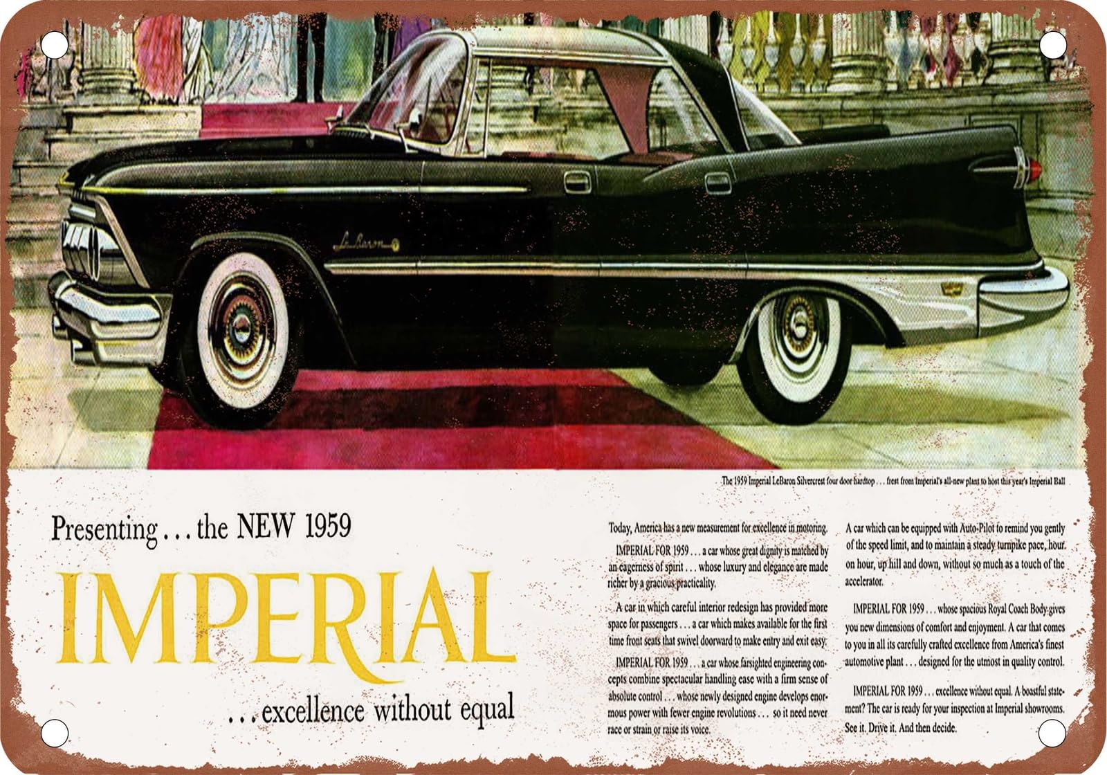 METAL SIGN - 1959 Imperial Vintage Ad 01 - Old Retro Rusty Look home decor