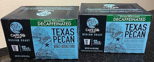 Café Ole Texas Pecan DECAF k-cup café 12. cts. (Paquete de 2), juego de 4