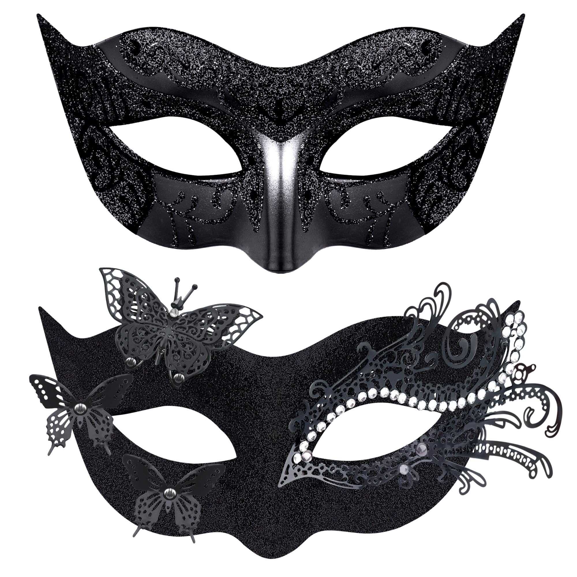SIQUK Couple Masquerade Masks Metal Venetian Party Mask Halloween Costume Mask Mardi Gras Mask for Couples Women and Men