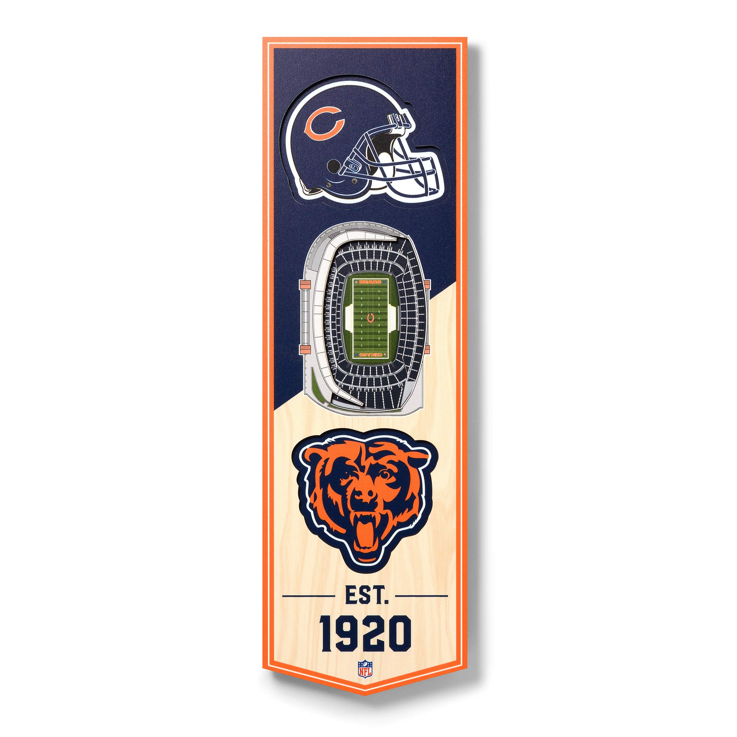 YouTheFan NFL Chicago Bears 3D Stadium 6x19 Banner - Soldier Field