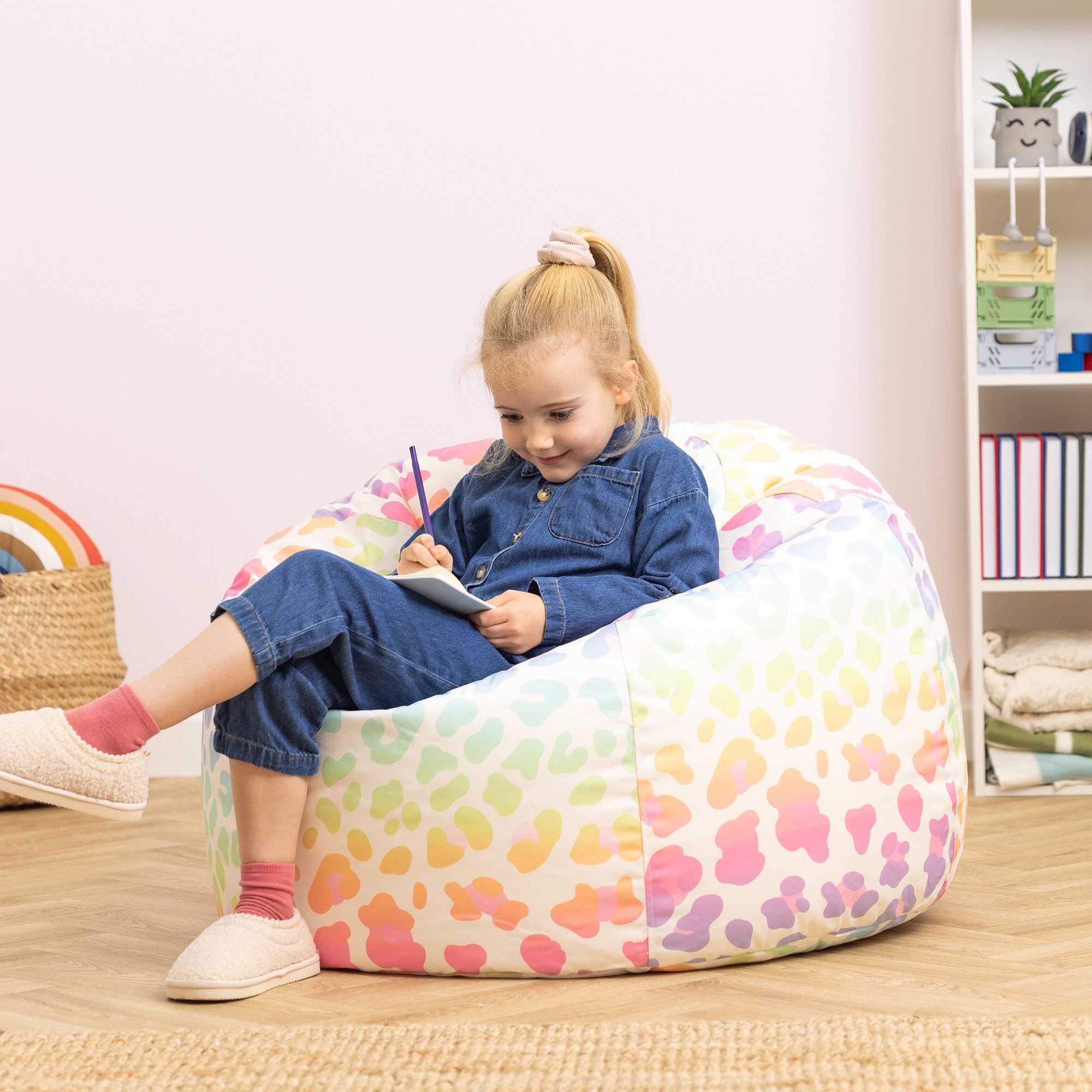 Icon Léopard Pouf Enfant, Collection Imprimée, Pouf Poire Ado avec Remplissage, Chaise Enfant, Fauteuil Chambre, Meuble Chambre, Meuble Salon