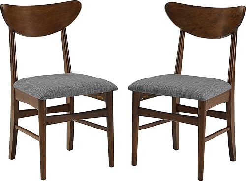 Miniatura 11 de Crosley Furniture Landon - Juego de 4 sillas de comedor de madera modernas de mediados de siglo con asiento tapizado, silla de cocina, bellota