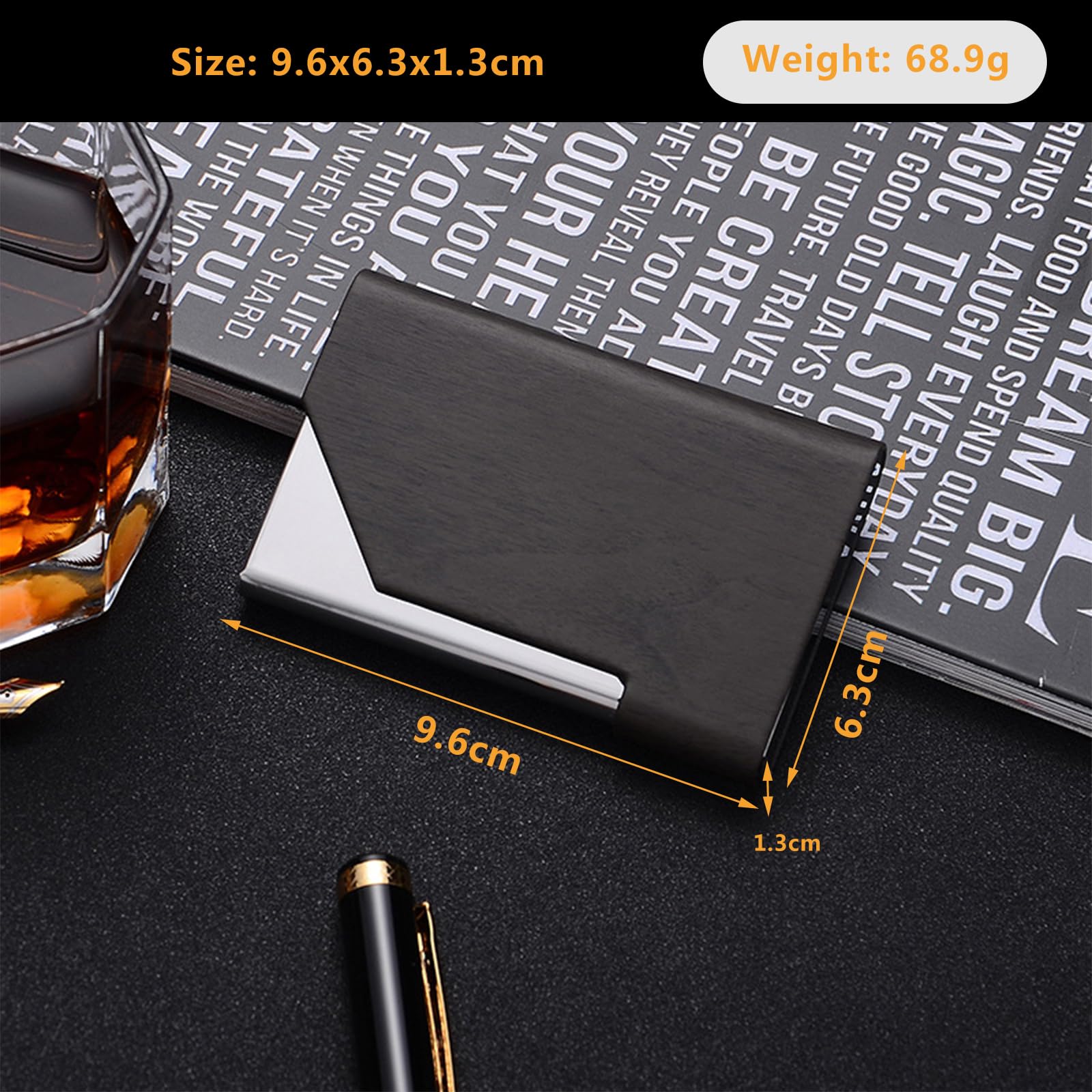 2 Pieces Business Card Holders Slim Business Card Cases,Credit Card Wallets for Men Women,PU Leather,Hold 25 Cards - Image 2