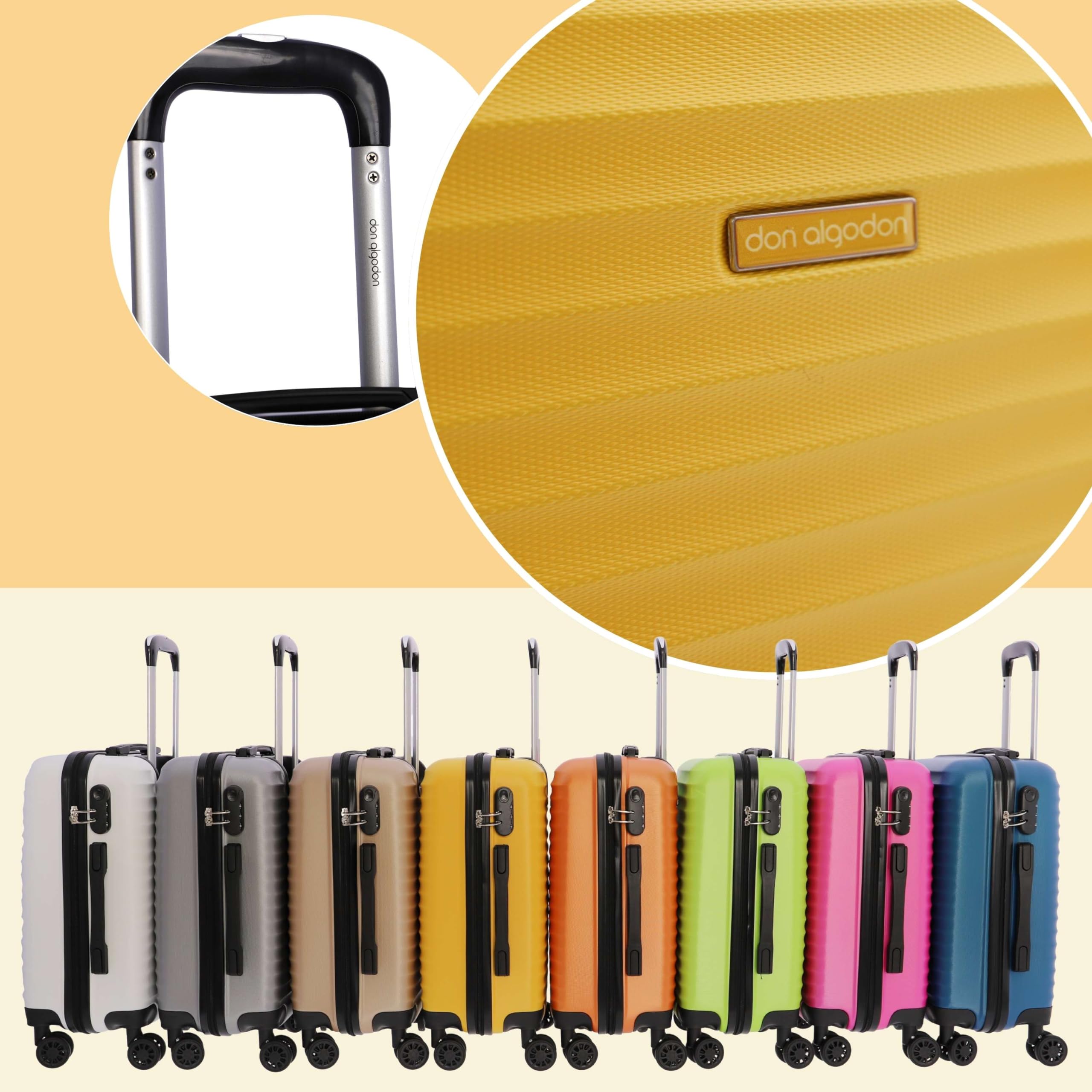 DON ALGODON - Maleta Cabina 55x40x20 - Maletas de Viaje Cabina Resistente Ryannair - Trolley Equipaje para Avion Resistente con 4 Ruedas de 360º y Candado Numérico, Iris