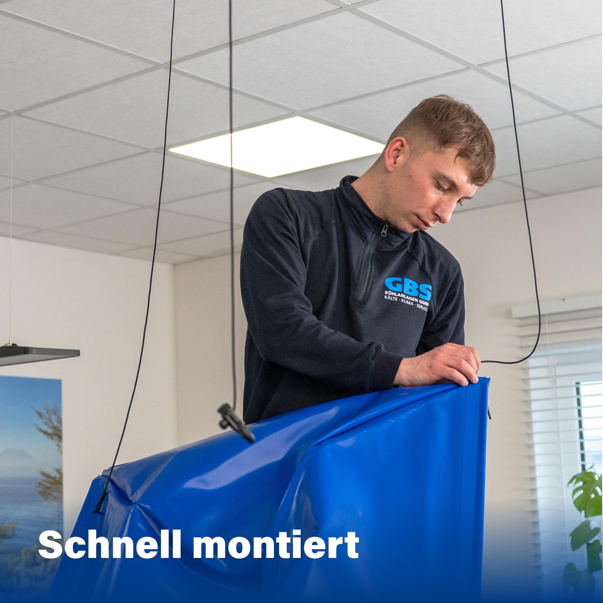 DERBLAUE® Trichter 80 x 80 cm, ca. 50 Liter, 3/4 Zoll Anschluss | mit höhenverstellbarem Aufhängesystem, stabil im Einsatz dank Fiberglasstäbe, mit einsetzbarem Filtersieb, geringes Packmaß
