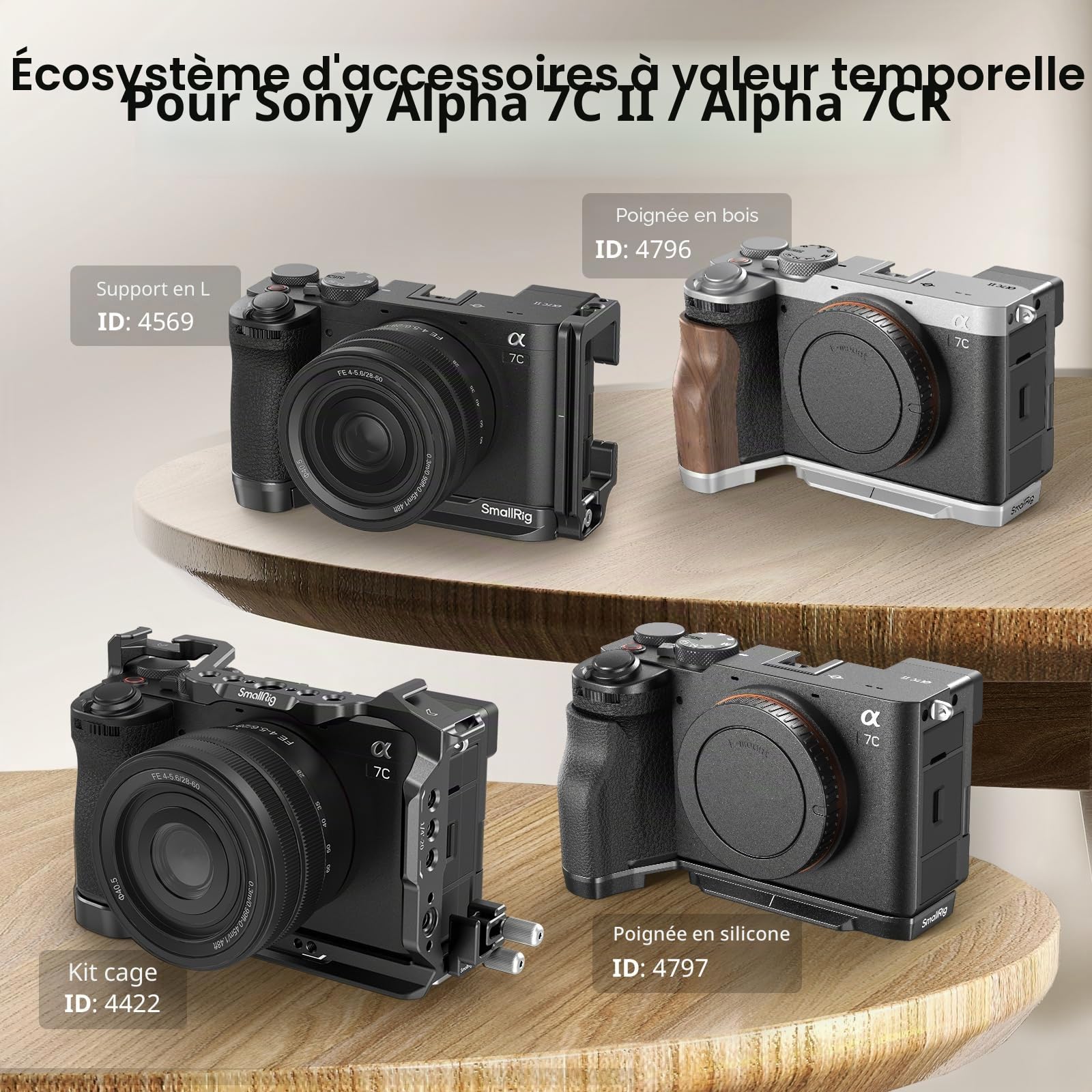 SMALLRGI Cold Shoe Poignée de Pouce pour Sony Alpha 7C II/Alpha 7CR / Alpha 7C, Design Ergonomique, Griffe Froide Intégrée, pour Lumière, Microphone, Poids Seulement 8 g (Noir) - 4820