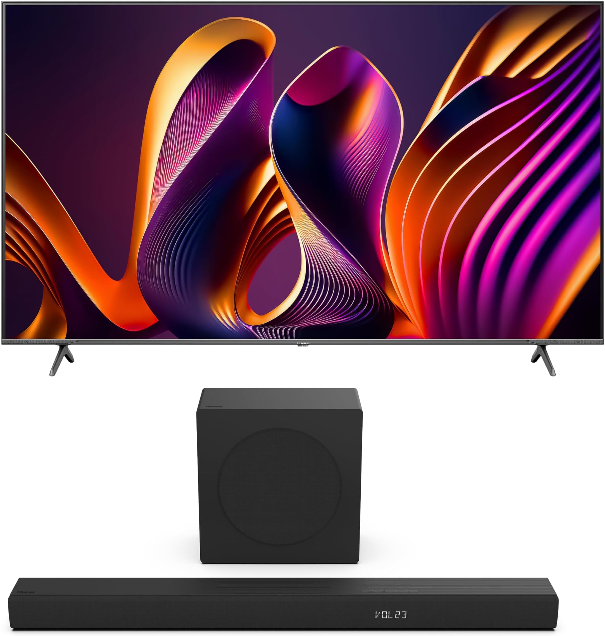 HisenseTV & Soundbar Bundle: 75E7NQTUK PRO TV with Quantum Dot Colour Plus the HS3100 Soundbar with 480W Power, Direct Surging Sound, The Perfect Match for the ultimate Audio-Visual Experience
