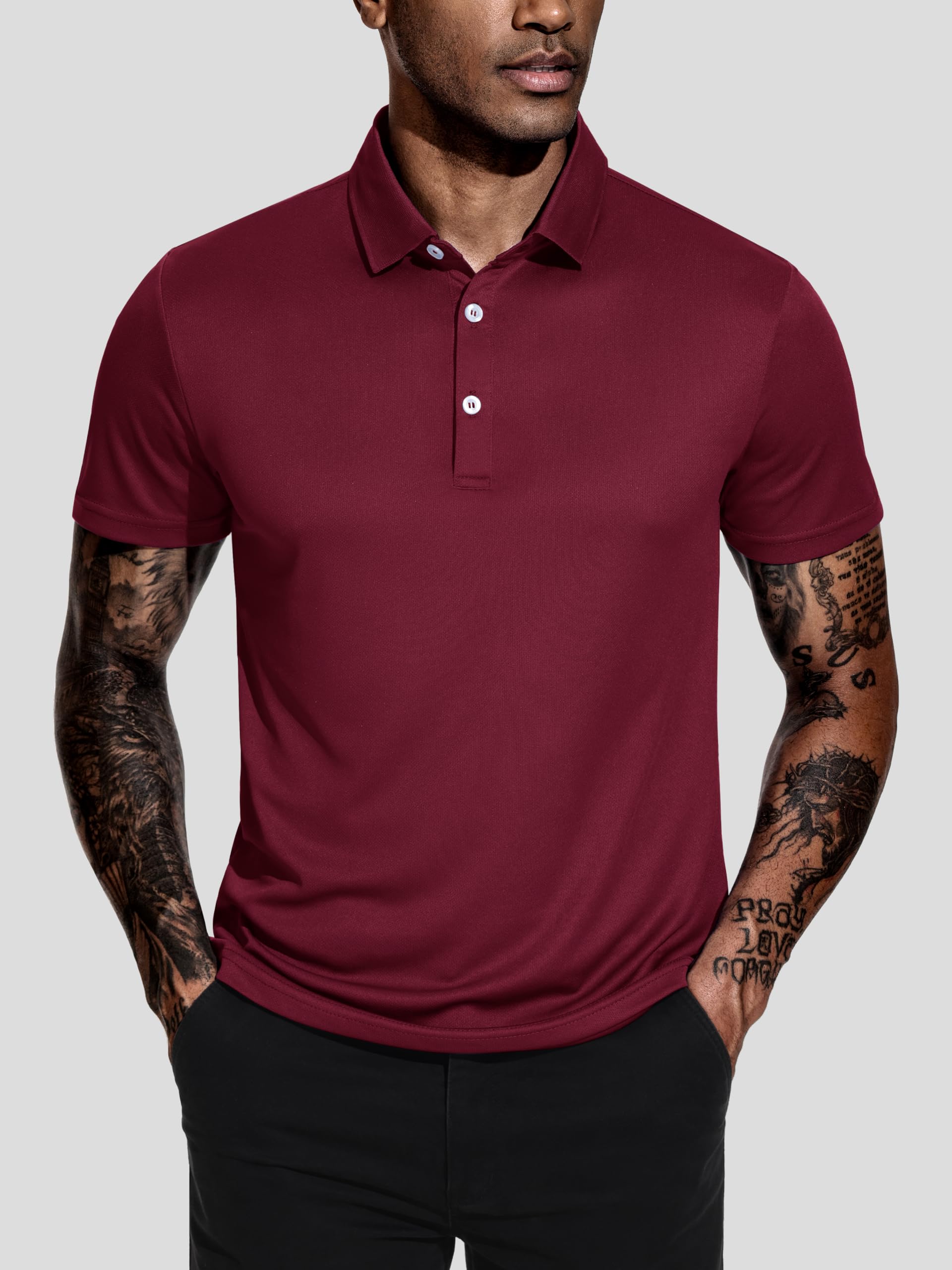 Teesmen Herren Polo T Shirt Sport Quick-Dry Tech Wicking Golf Atmungsaktiv Kurzarm Polo Shirt