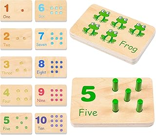 Wooden Counting Number Peg Board: Math Manipulatives Materials Montessori Toys for 3 4 5 Year Old Kids, Preschool Early Learning Educational Math Toy for Toddlers & Kindergarteners