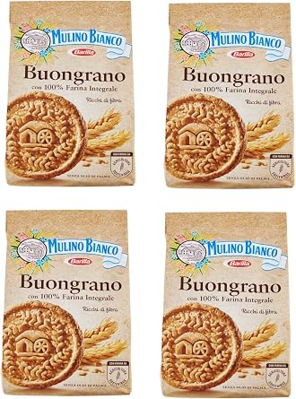Mulino Bianco "Buongrano" whole wheat shortbread - 12.34 Oz 350g Pack of 4 [ Italian Import ]