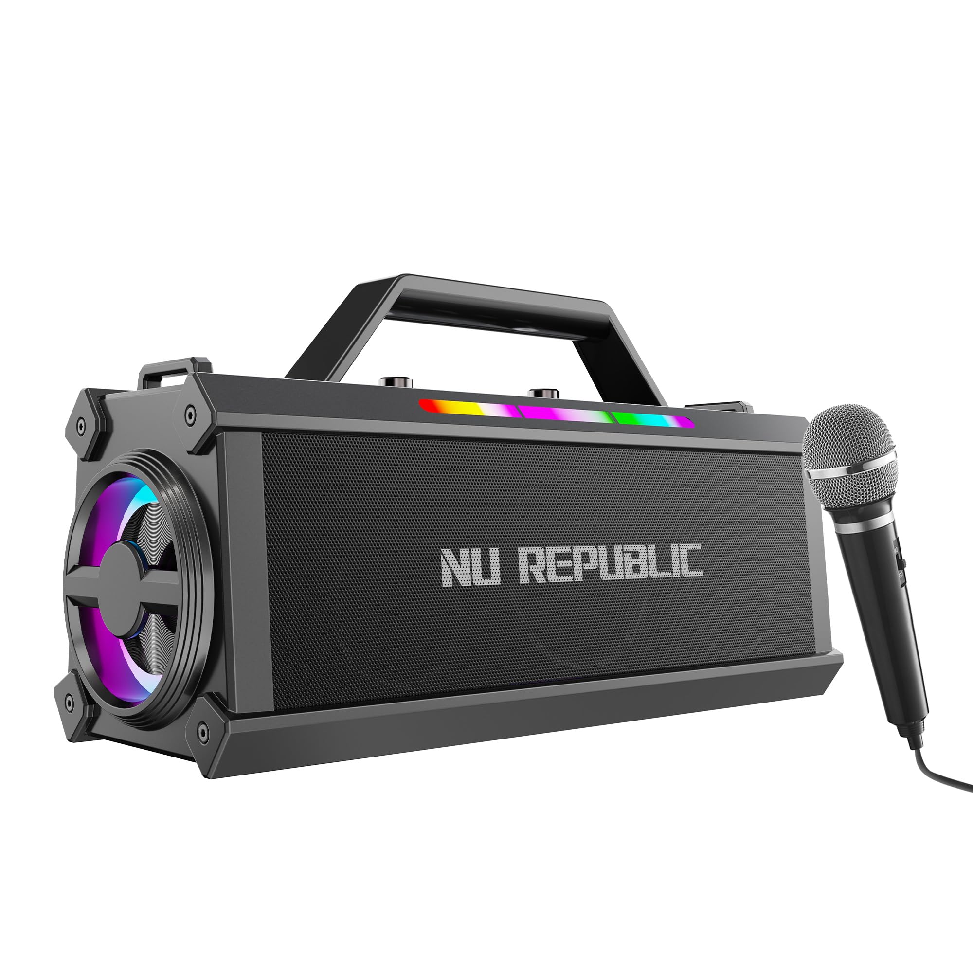 NU Republic Sonicpop 1200 with 60W Stereo Party Speaker with Vibrant LEDs, Multi Equaliser Modes, Multi Compatibility Modes, 18 Hrs Playtime, Bluetooth TWS Feature, Powerful 3x Dynamic Drivers (Black)