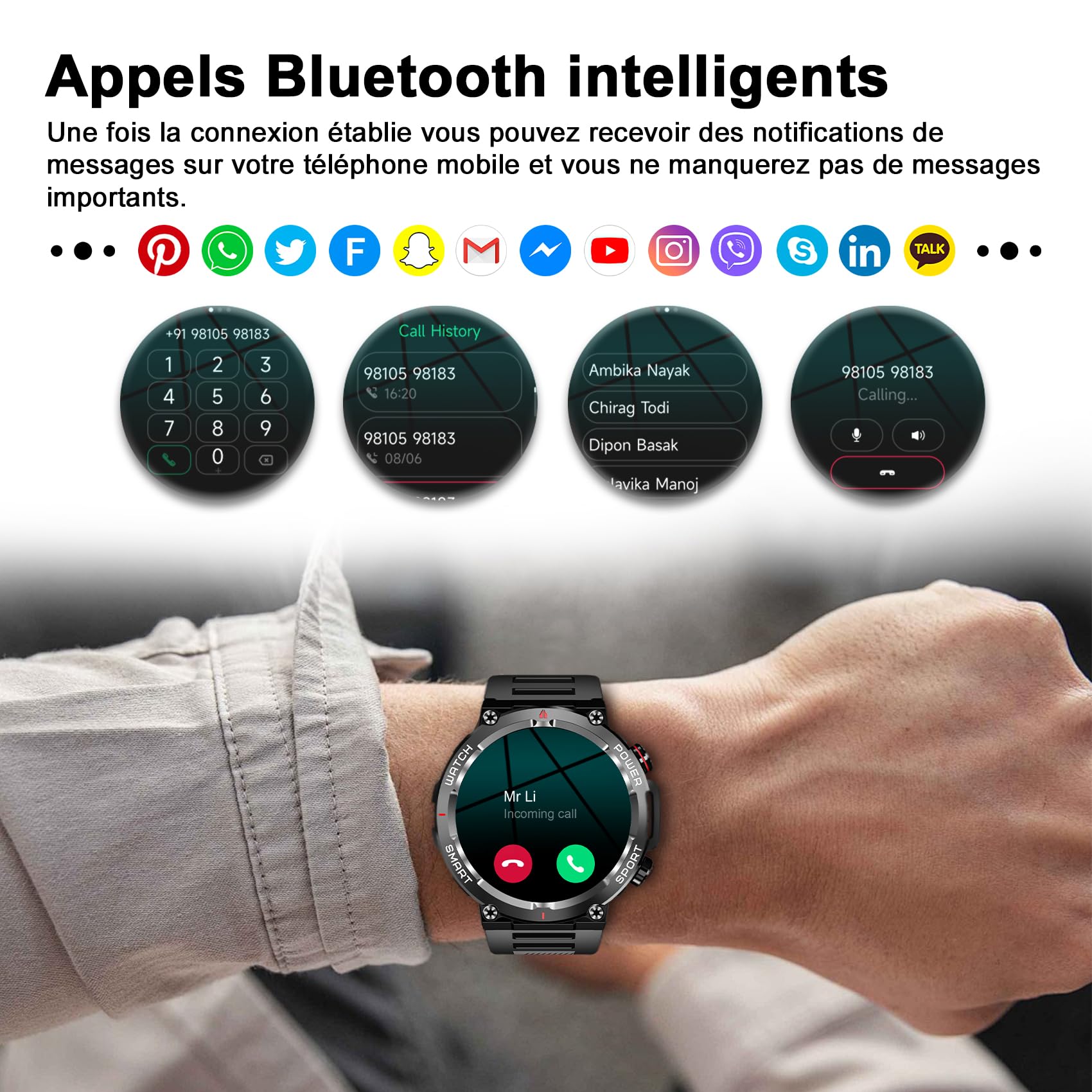 Blackview Montre de Fitness 1,39 Pouces pour Hommes et Femmes avec Saturation en oxygène du Sang et Surveillance du Sommeil, 100 Modes Sportifs, étanchéité IP68 (Disponible pour iOS et Android).