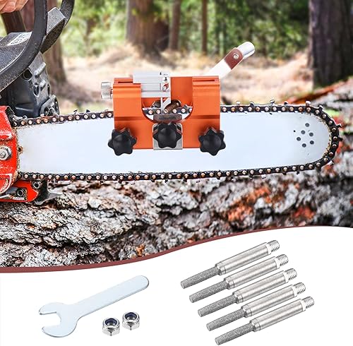 Miniatura 5 de PATIKIL Afilador de motosierra de diamante de 532 pulgadas, paquete de 5 herramientas de afilado para motosierra de manivela, color plateado