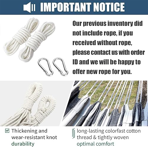 Miniatura 3 de Hamaca doble brasileña con correas de árbol, hamaca para 2 personas, cama portátil colgante para camping, patio, porche, uso en exteriores e