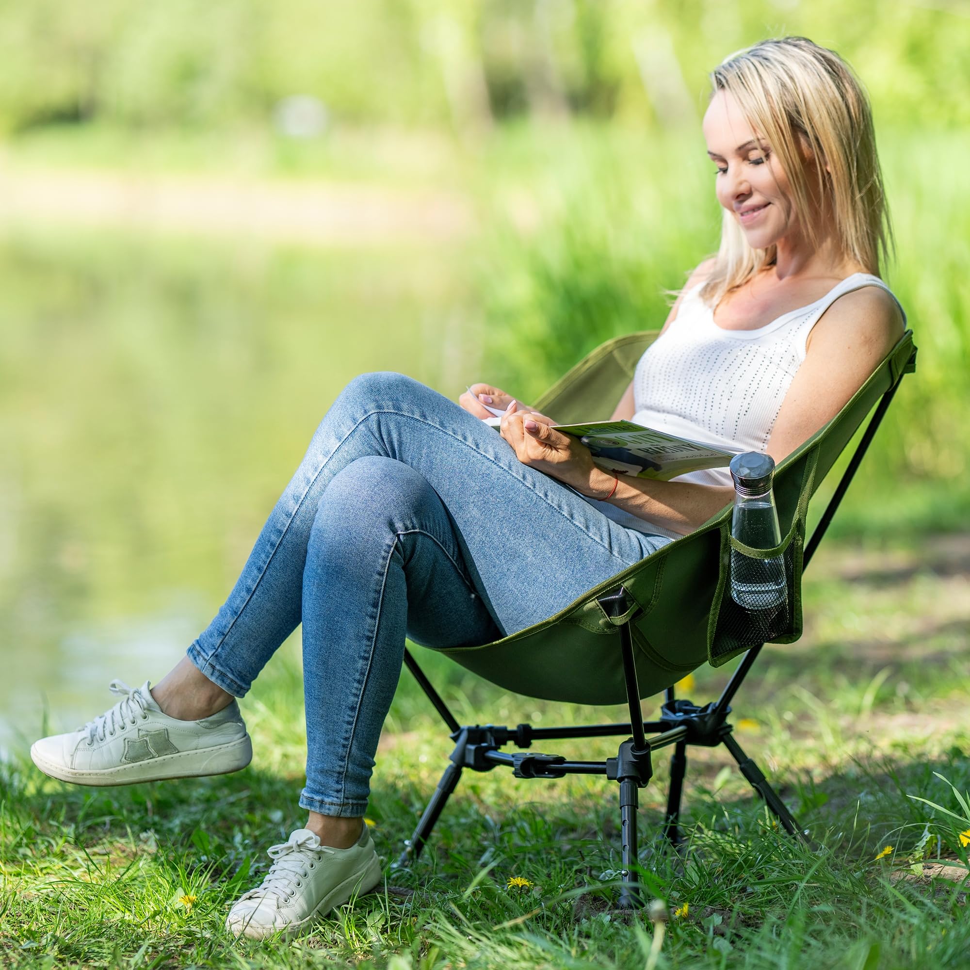 Campingstuhl faltbar leicht höhenverstellbar | TESTSIEGER 2026 | kleines packmaß Faltstuhl Camping Stuhl klappbar | Angelstuhl ultraleicht Campingstühle Strandstuhl
