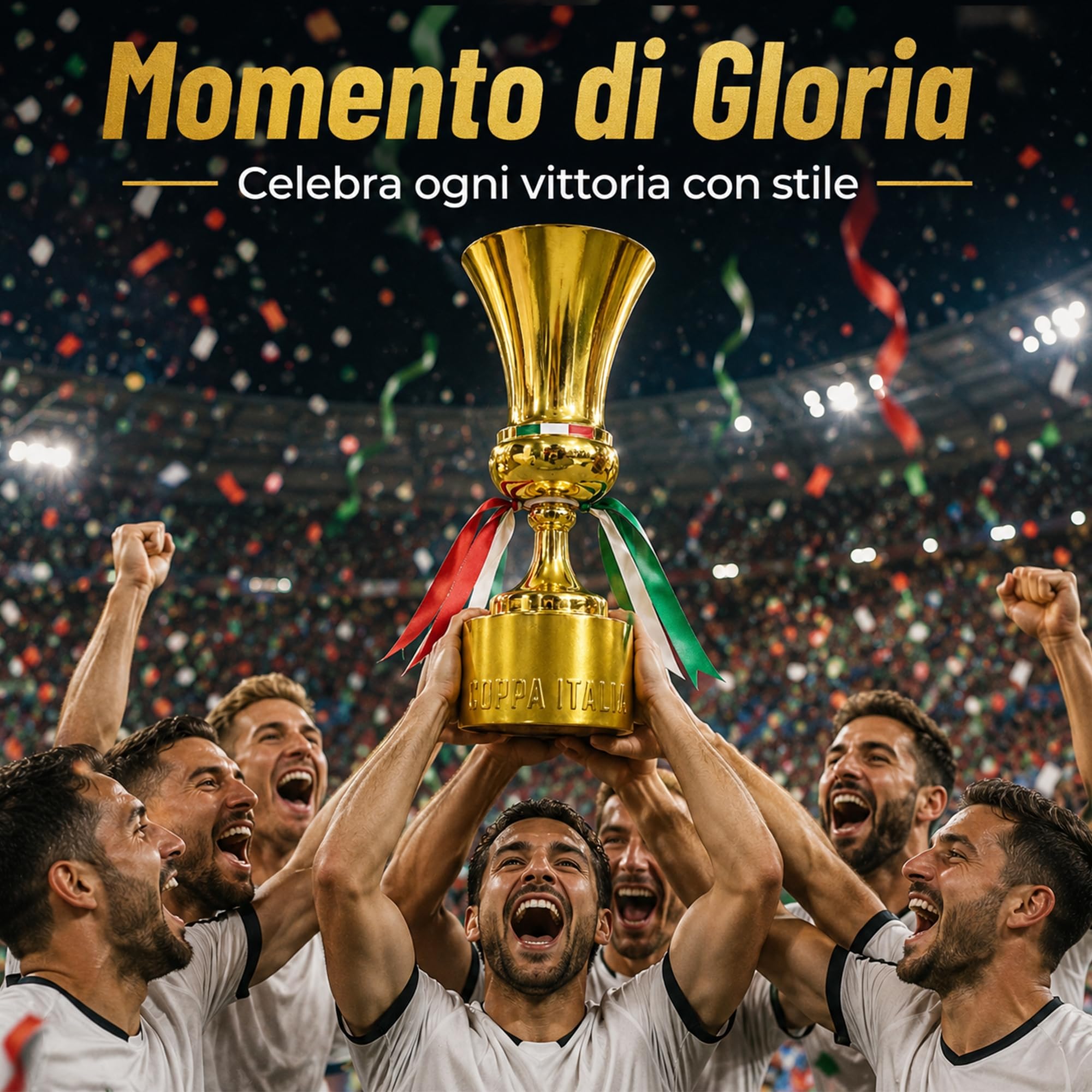 Replica Trofeo Coppa Italia, Trofei Champion da Collezione, Souvenir della League Calcistica, Decorazione per Ufficio, Bar Sportivo e Casa, Regalo Perfetto per Tifosi di Calcio,44cm | Souvenir della League Italiano da Collezione,Decorazione per Ufficio,Ba
