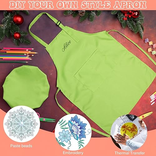 Miniatura 5 de Juego de 40 piezas de delantal de chef para niños y niñas, delantales de chef a granel para cocinar, pintura, delantal con babero para niños de 7 a