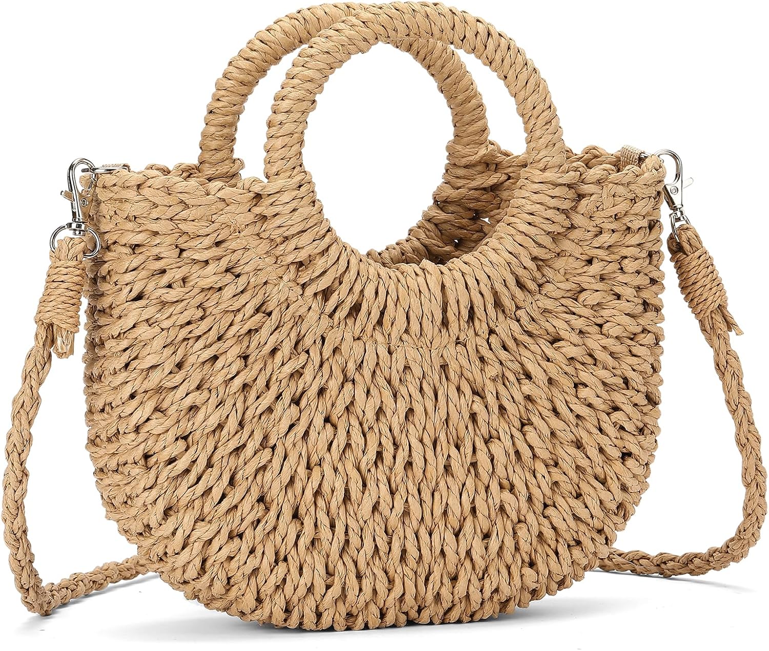 Small Straw Crossbody Bag for Women Woven Summer Shoulder Phone Purse Beach Handbag for Vacation