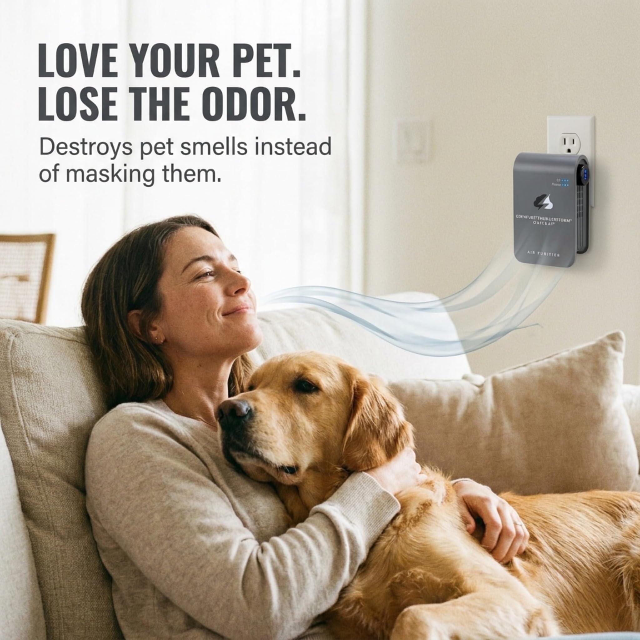 EdenPURE Thunderstorm III Purificatore d'aria - Piccolo generatore di ozono plug-in e ionizzatore - elimina odori, odori di animali domestici, fumo, muffa - Pulitore portatile senza filtri per casa