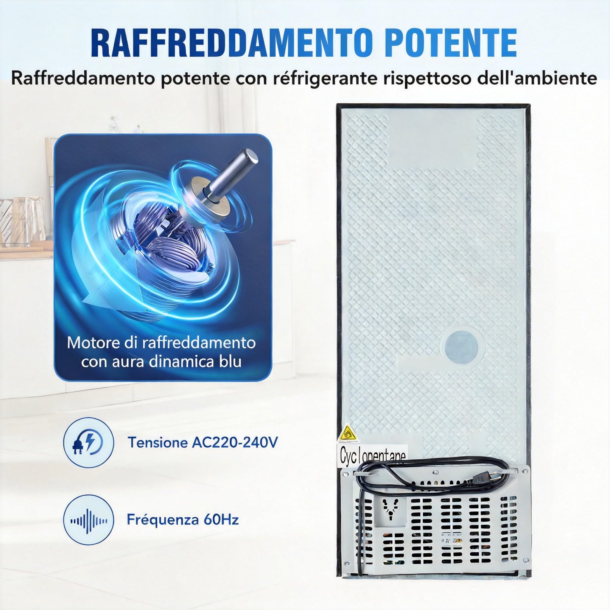 Mini Frigo 106L Doppia Zona, 60L Frigo + 46L Congelatore