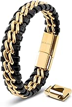 SERASAR | Premium Leather Bracelet [Steel] for Men in Black | Stainless Steel Magnetic Lock in Black, Silver and Gold | Exclusive Jewellery Box | Great Gift Idea