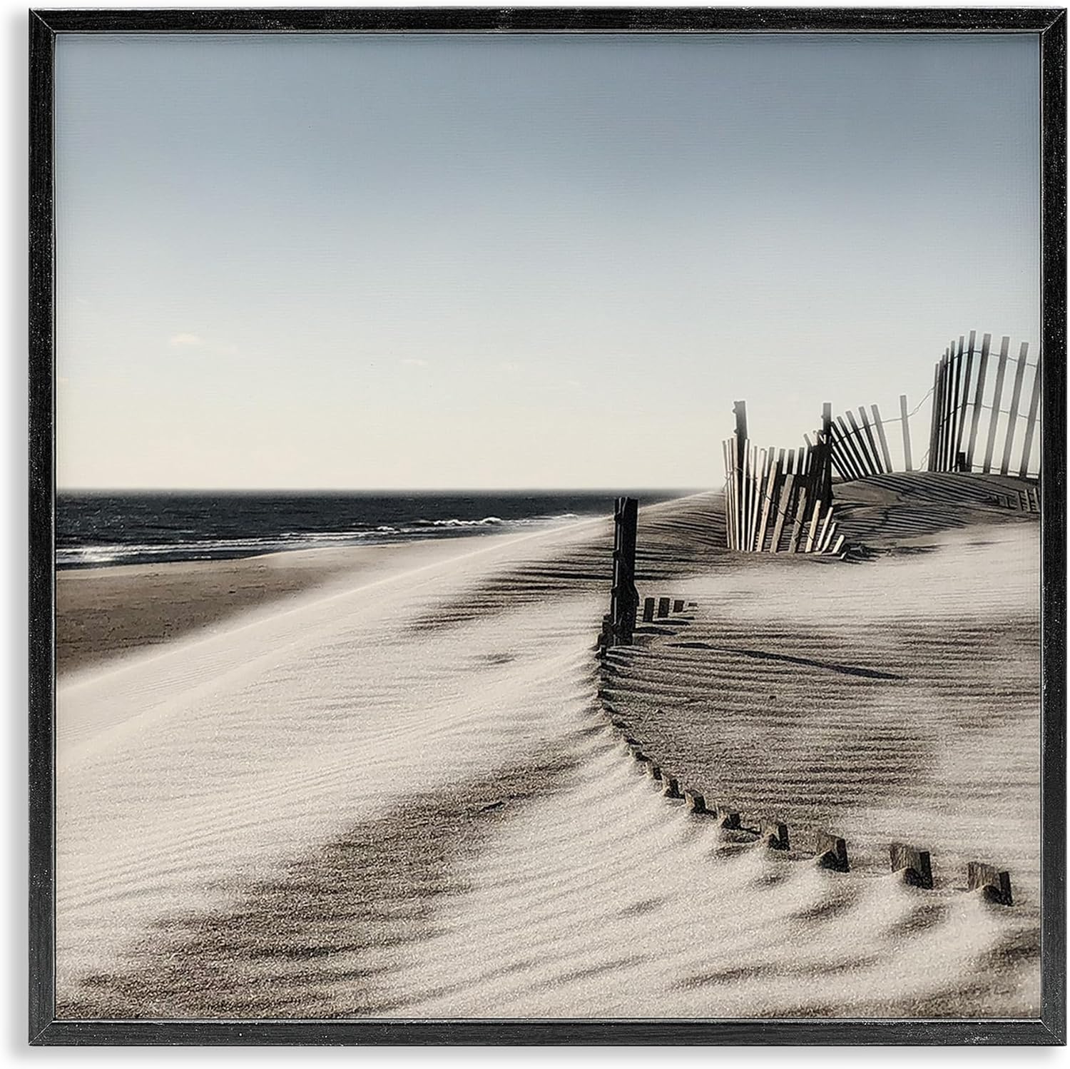 Stupell Industries Rippled Beach Fence Framed Giclee Art Design by Noah Bay