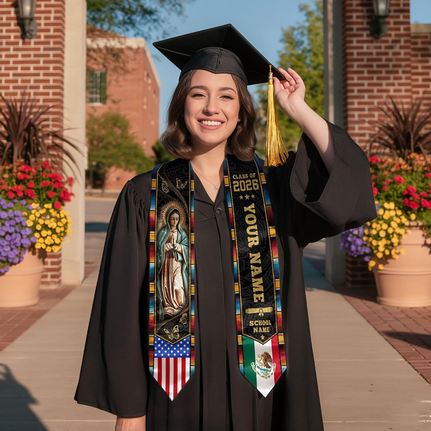 Custom Graduation Stole 2026, Mexican Graduation Sash 2026, Mexican American Sash, Mexico Stole